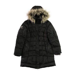 Free Country Power Down Series S Black Removable Hooded Driftwood Puffer Jacket